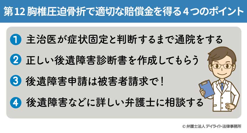 第12胸椎圧迫骨折で適切な賠償金を得る4つのポイント