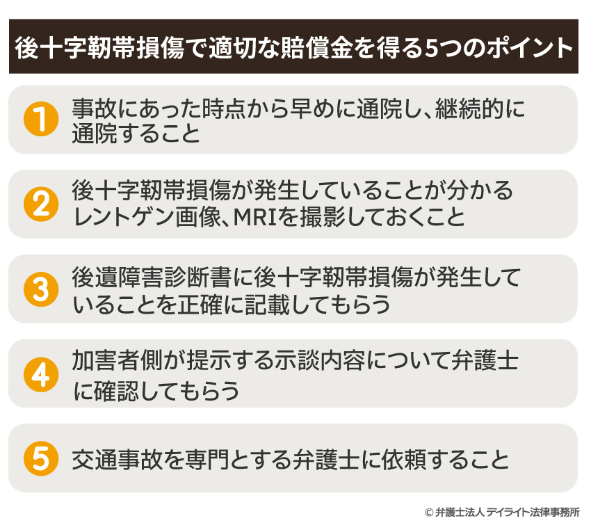 後十字靭帯損傷で適切な賠償金を得る5つのポイント