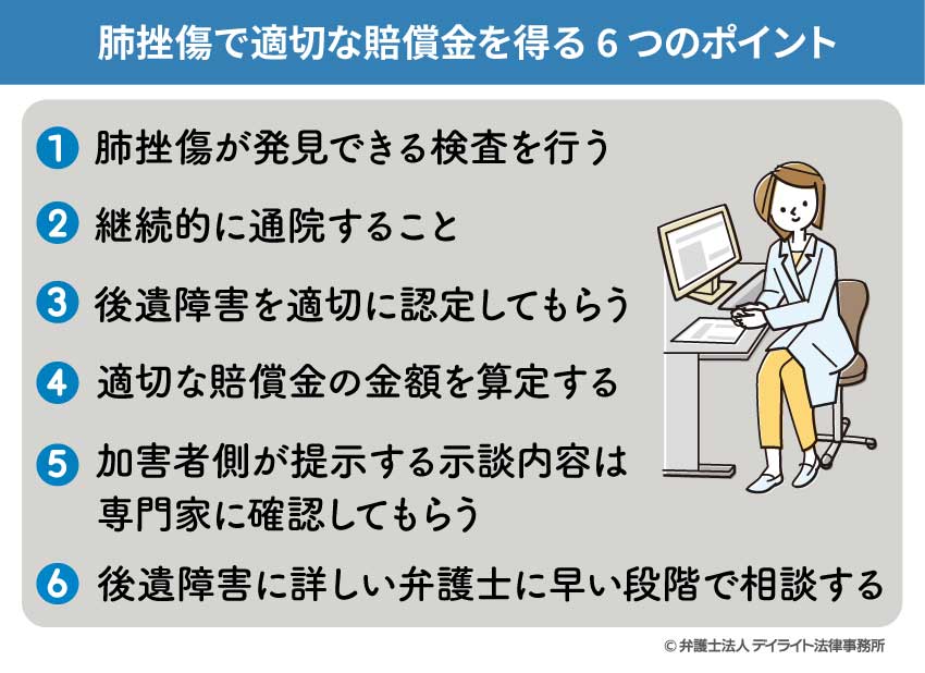 肺挫傷で適切な賠償金を得る6つのポイント