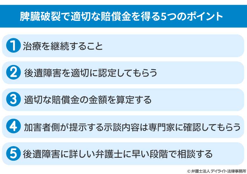 脾臓破裂で適切な賠償金を得る5つのポイント