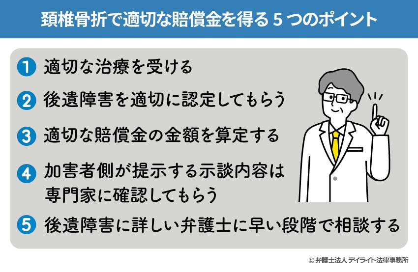 頚椎骨折で適切な賠償金を得る5つのポイント