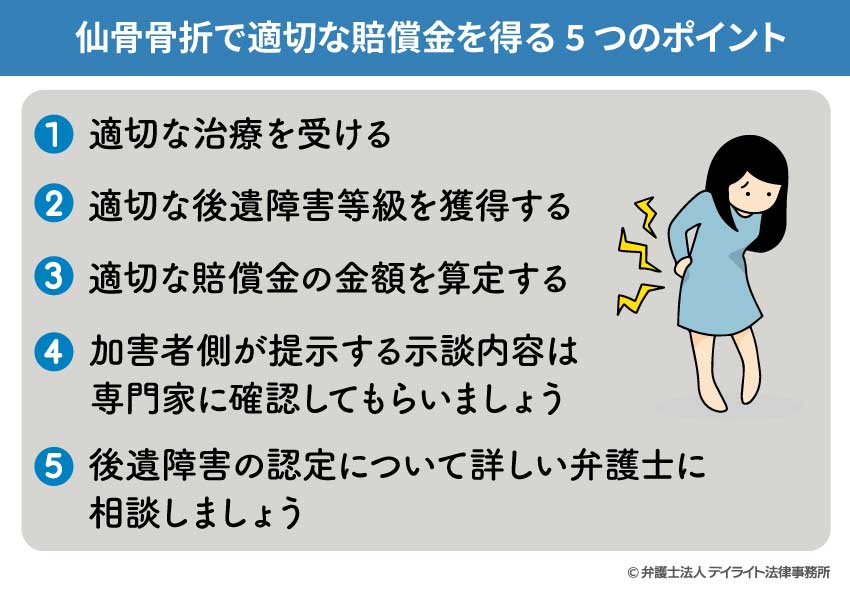 仙骨骨折で適切な賠償金を得る5つのポイント