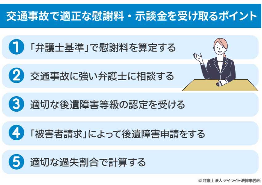 交通事故で適正な慰謝料・示談金を受け取るポイント