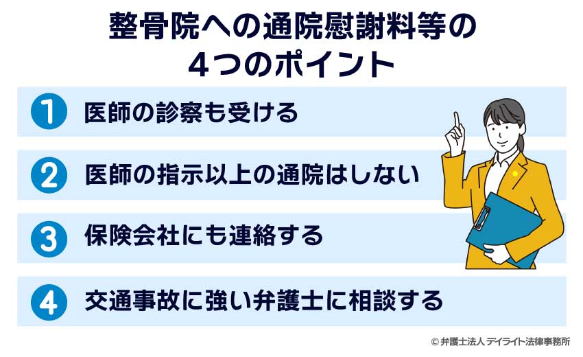 整骨院への通院慰謝料等の4つのポイント