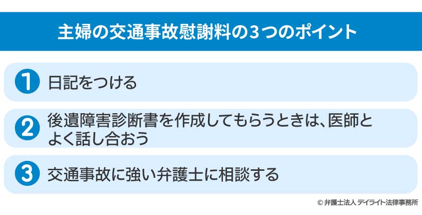 主婦の交通事故慰謝料の3つのポイント