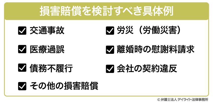 損害賠償を検討すべき具体例