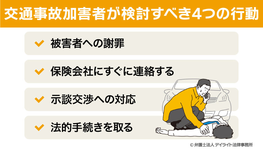 交通事故加害者が検討すべき4つの行動
