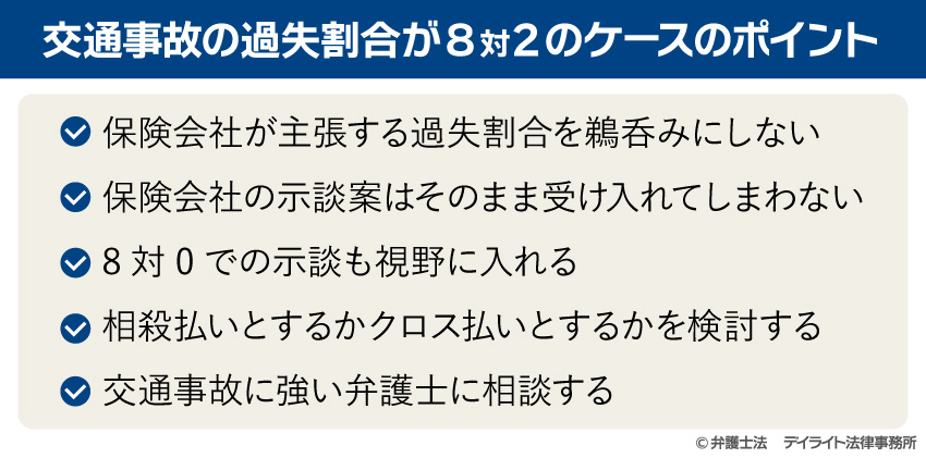 交通事故の過失割合が8対2のケースのポイント
