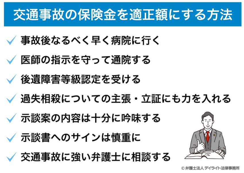 交通事故の保険金を適正額にする方法