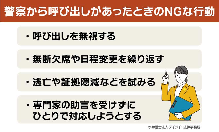 警察から呼び出しがあったときのNGな行動
