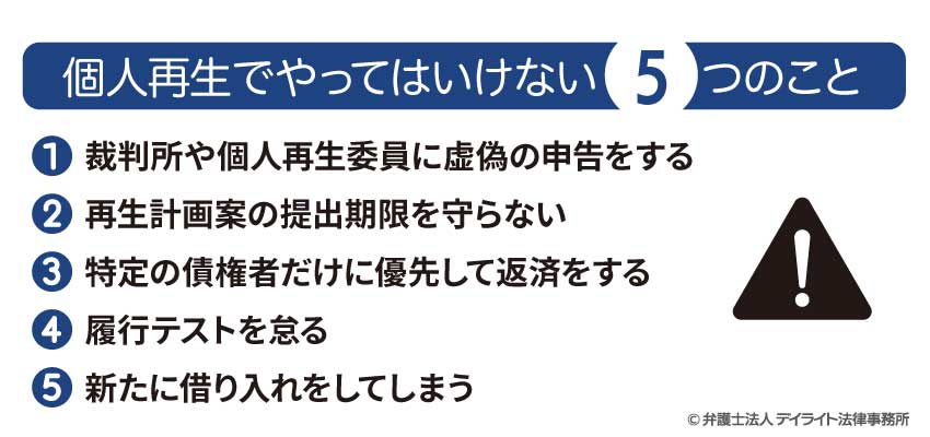 個人再生でやってはいけない5つのこと