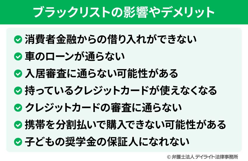 ブラックリストの影響やデメリット
