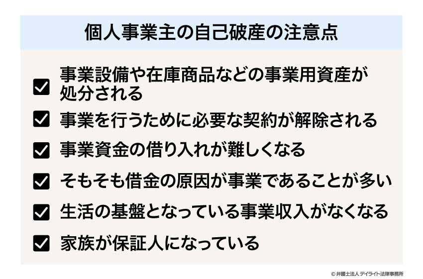個人事業主の自己破産の注意点