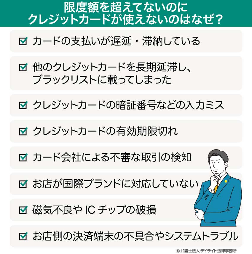 限度額を超えてないのにクレジットカードが使えないのはなぜ？
