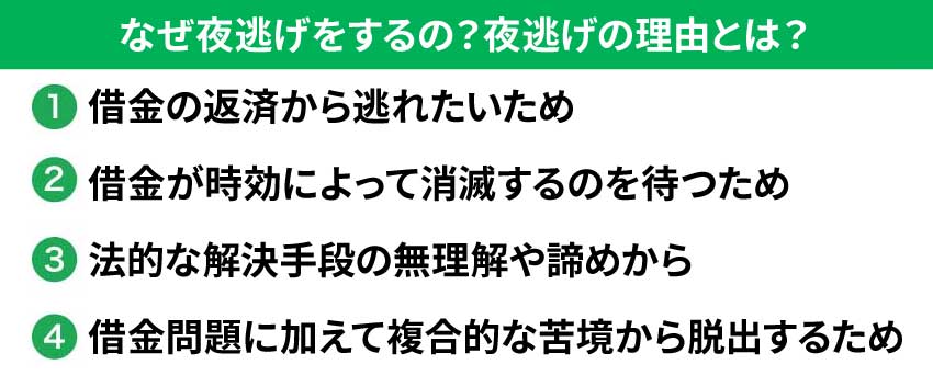なぜ夜逃げをするの？夜逃げの理由とは？