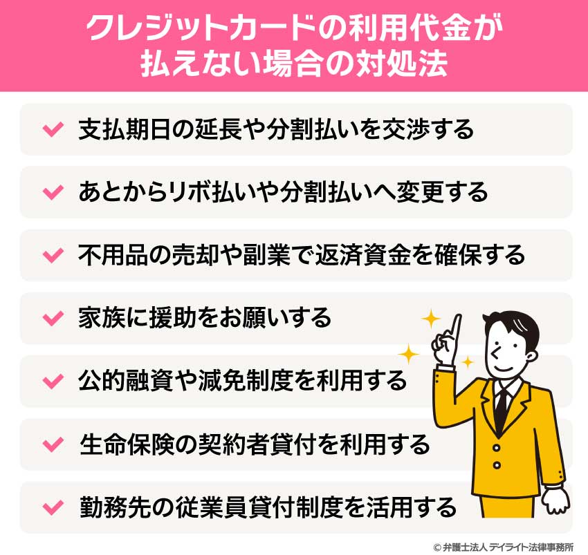クレジットカードの利用代金が払えない場合の対処法