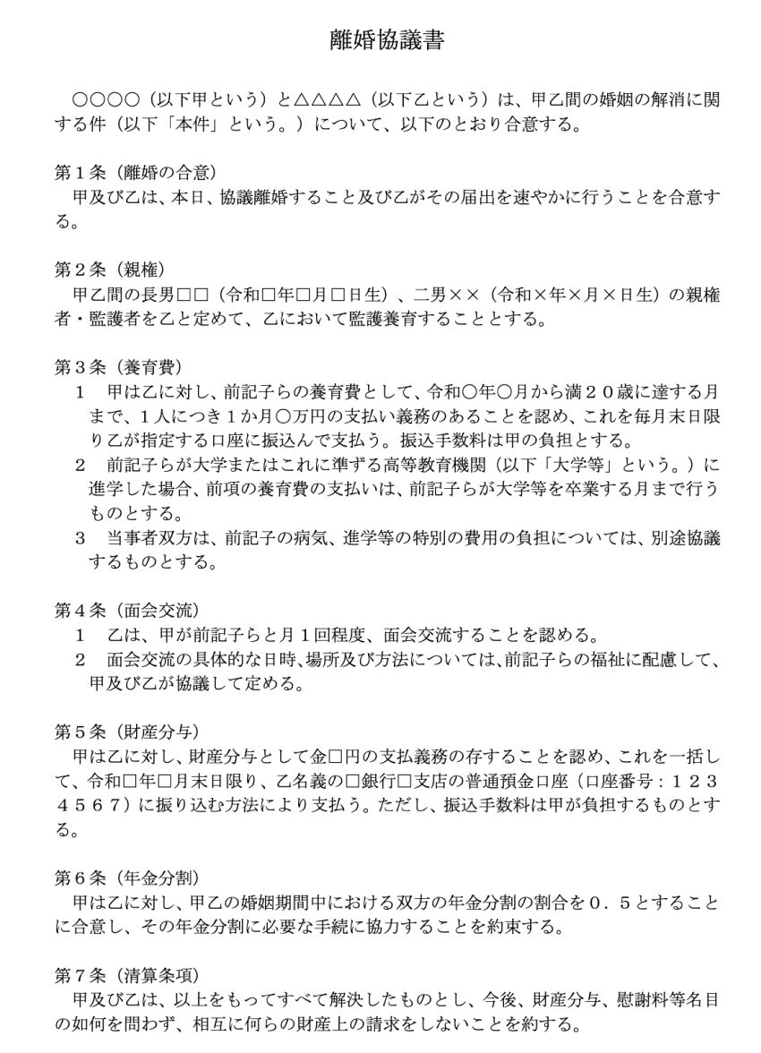 離婚 協議 書 自分 で 作成 効力