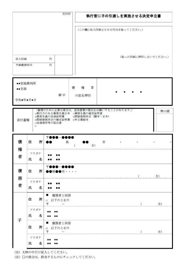 授権決定（強制執行）申立書