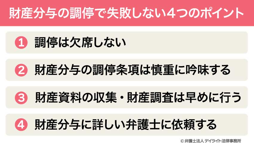 財産分与の調停で失敗しない4つのポイント