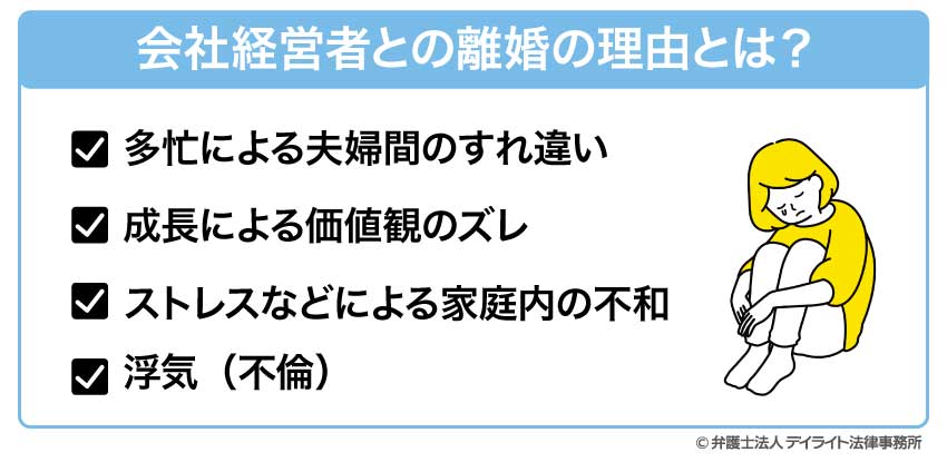 会社経営者との離婚の理由とは？