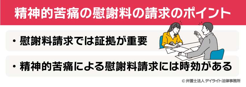 精神的苦痛の慰謝料の請求のポイント