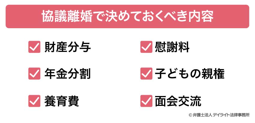 協議離婚で決めておくべき内容