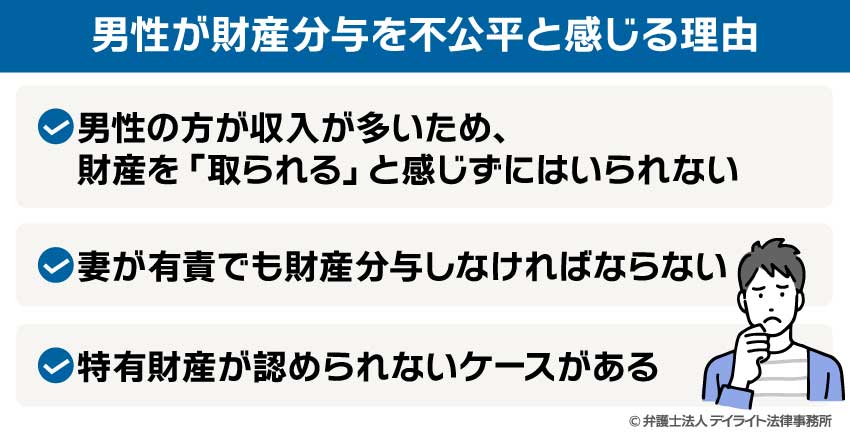男性が財産分与を不公平と感じる理由