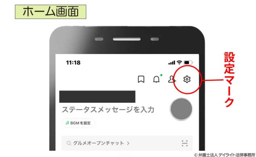 LINEのホーム画面（友だちリストなどが表示される画面）