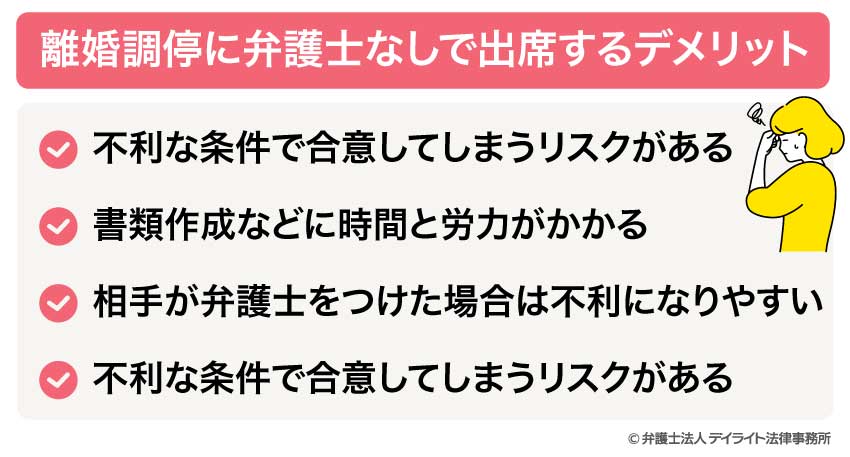 離婚調停に弁護士なしで出席するデメリット