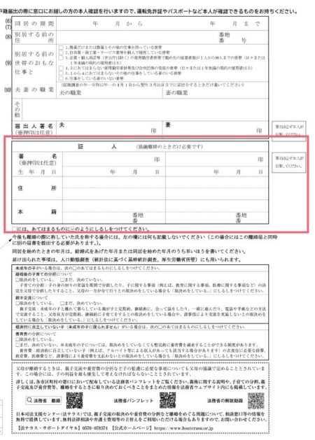 離婚届の証人欄のイメージ