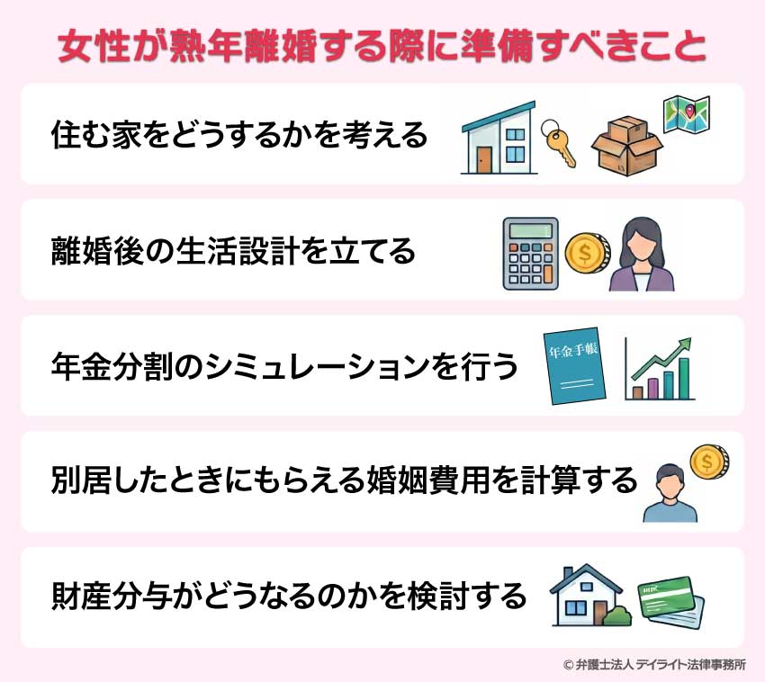 女性が熟年離婚する際に準備すべきこと