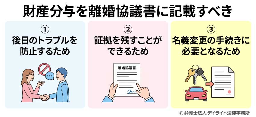 財産分与を離婚協議書に記載すべき理由