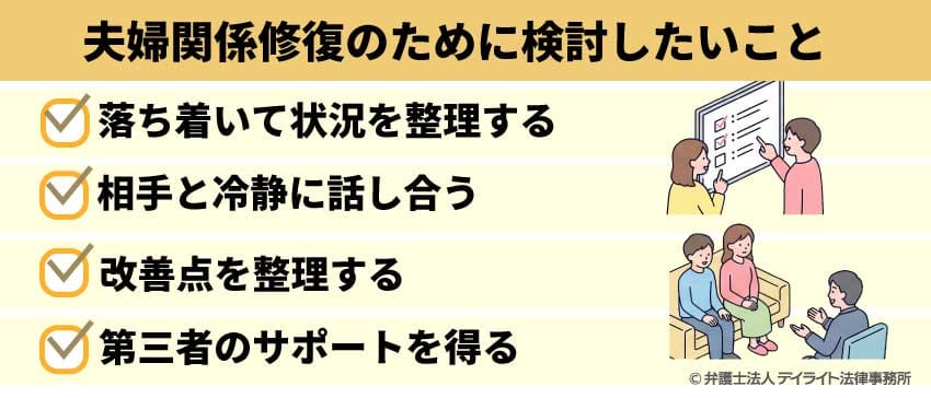 夫婦関係修復のために検討したいこと