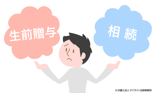 生前贈与と相続どっちがお得かのイラスト