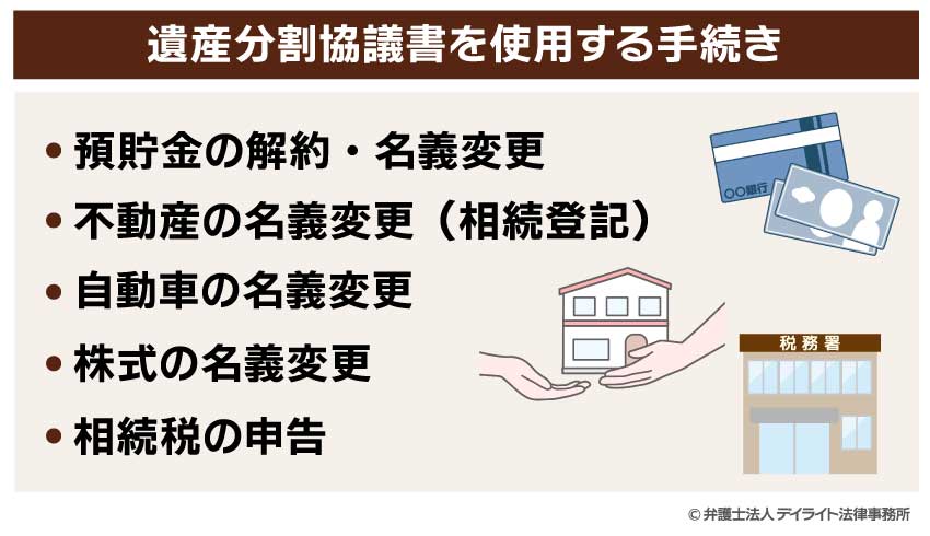 遺産分割協議書を使用する手続き