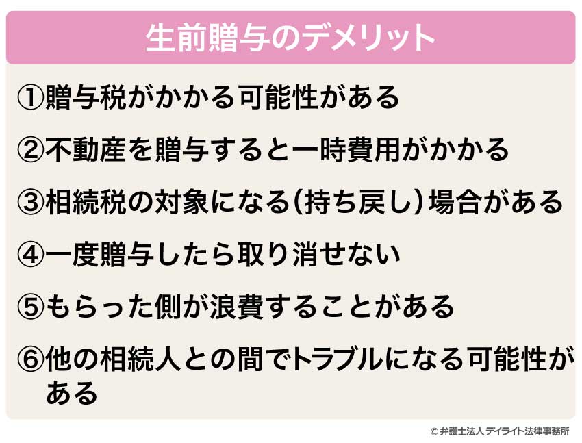 生前贈与のデメリット