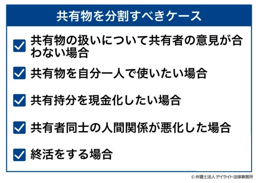 共有物を分割すべきケース