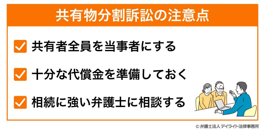 共有物分割訴訟の注意点