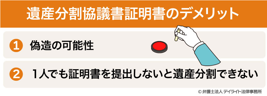 遺産分割協議書証明書のデメリット