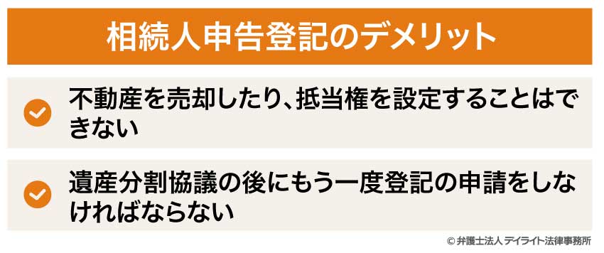相続人申告登記のデメリット