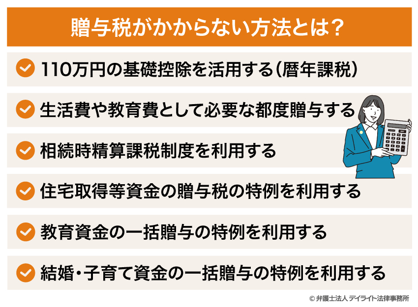 贈与税がかからない方法とは?