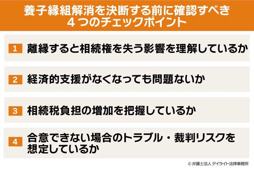 養子縁組解消を決断する前に確認すべき4つのチェックポイント