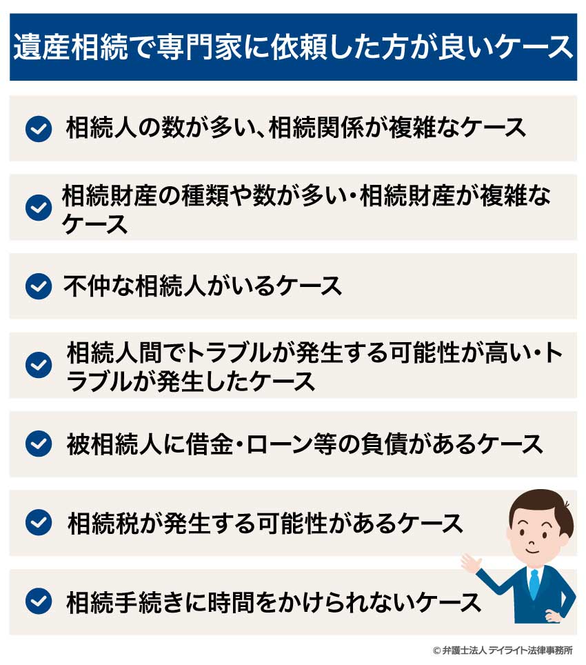 遺産相続で専門家に依頼した方が良いケース