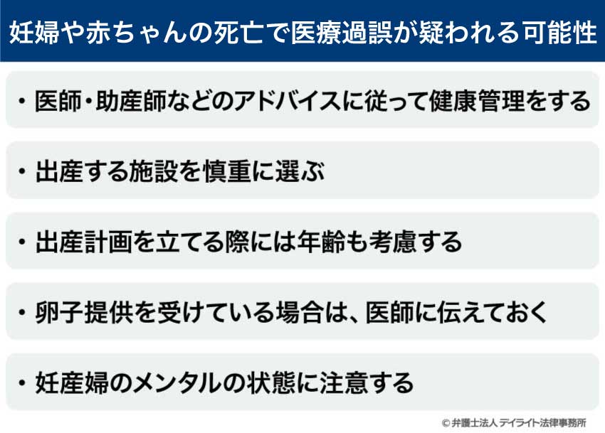 妊婦や赤ちゃんの死亡で医療過誤が疑われる可能性
