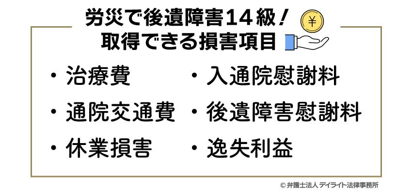 労災で後遺障害14級！取得できる損害項目