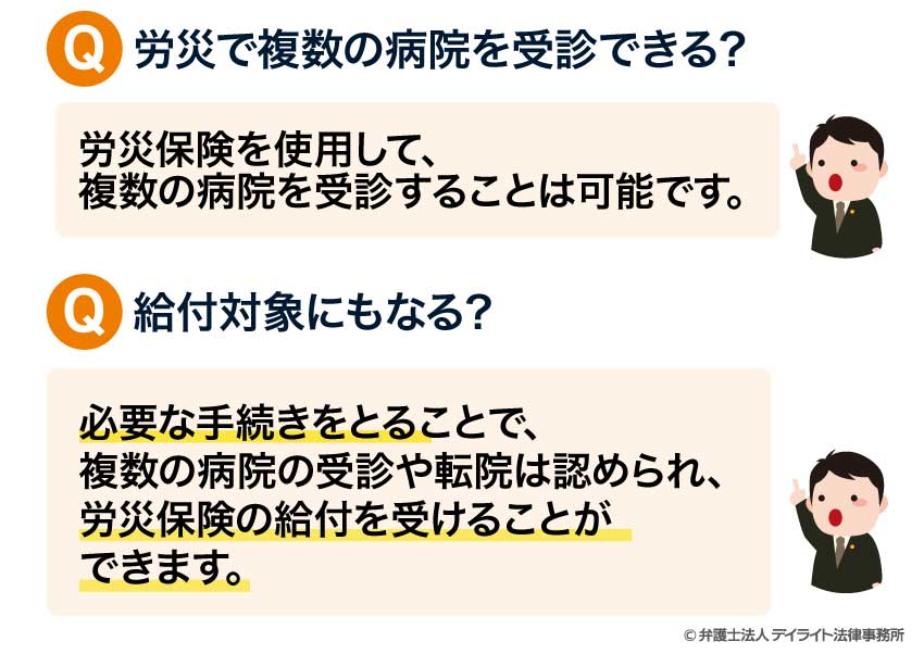 労災で複数の病院を受診できる?給付対象になる?