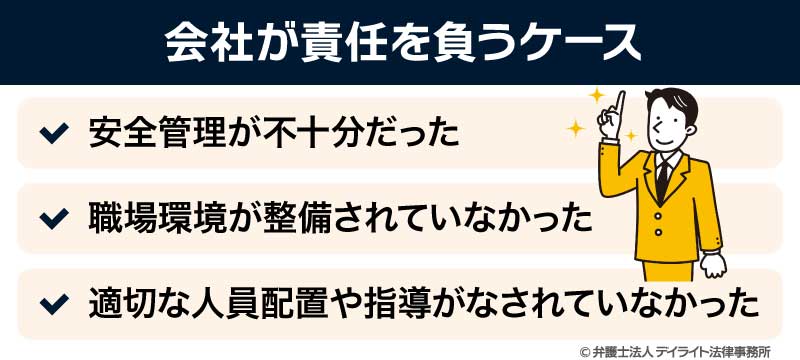 会社が責任を負うケース